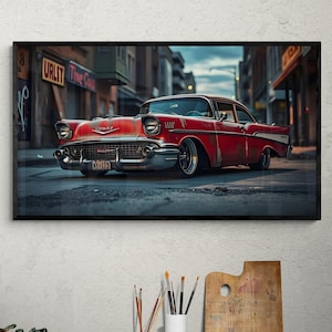 1957 Chevy Bel Air Digital Wall Art | Classic Car Print | Retro Auto Decor