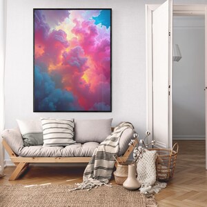 Colorful Cloud Digital Wall Art | Bright Pink, Purple & Blue Print