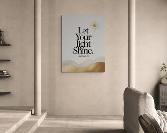 Let Your Light Shine Bible Verse Wall Art | Matthew 5:16 Christian Printable | Inspirational Scripture Quote | Minimalist Faith Decor