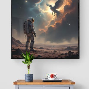 Astronaut & Cosmic Phoenix Wall Art – Digital Download Print