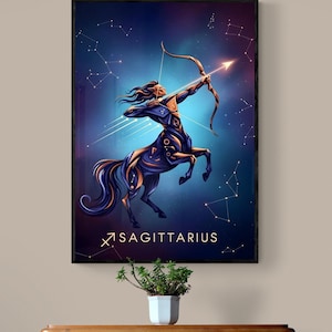 Sagittarius Zodiac Sign Digital Download | Astrology Wall Art | Centaur Archer Constellation Print | Horoscope Home Décor
