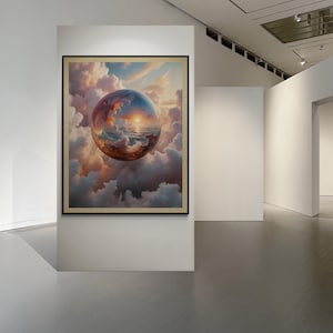 Surreal Cloudscape Sphere - Dreamlike Digital Wall Art