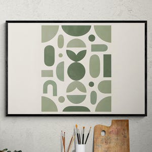 Modern Geometric Wall Art | Minimalist Abstract Green Shapes | Digital Download