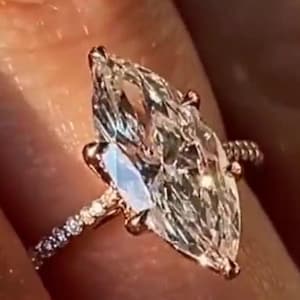 Elongated 4 CT Marquise Cut Moissanite Engagement Ring, 14K Solid Gold 6 Prong  Hidden Halo Ring  Promise Ring Wedding Gift For Women