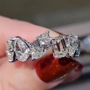 Multi Form Brilliant Cut Moissanite Eternity Ring Multi Form Volle Ewigkeit Ehering für Frauen Hochzeitsvorschlag Multi Form Bandring