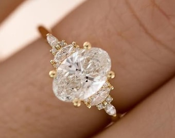 3 CT Oval Cut Moissanite Engagement Ring For Women 14K Solid Gold Ring Anniversary Gift Oval Cut Ring Promise Ring Propose Ring Gift For Her