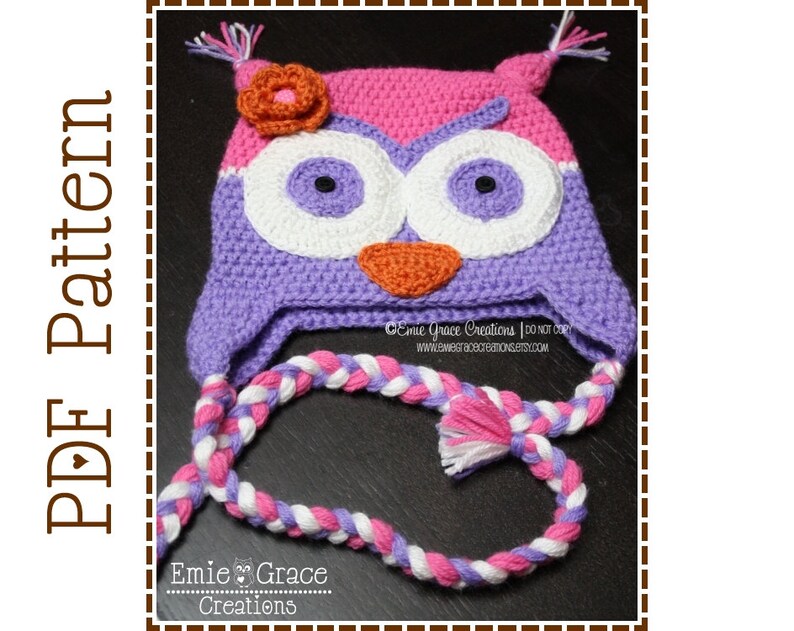 Crochet Owl Hat Pattern Sleepy or Awake Ear Flap WHAT a Etsy