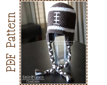 Crochet Football Hat Pattern, 8 Sizes from Newborn to Adult, FOOTBALL - pdf 306