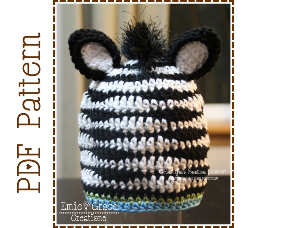 Crochet Zebra Hat Pattern Mohawk Mane Beanie ZOEY and ZANE Etsy