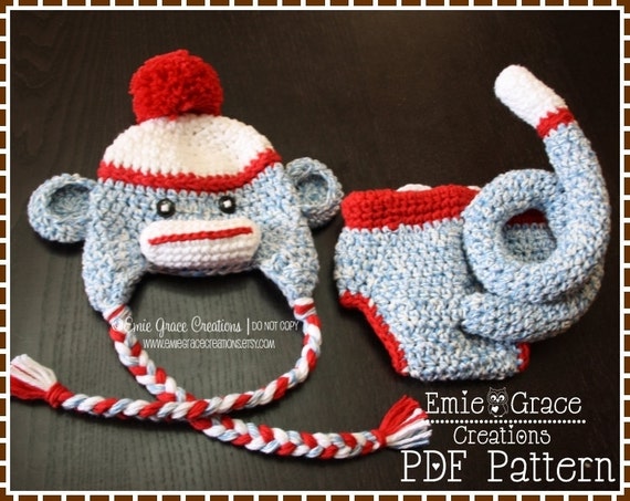 Crochet sock monkey hat Clearance