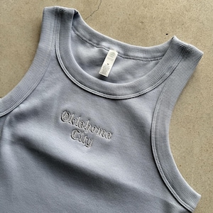 Oklahoma City okc thunders Organic rib crop Embroidered basketball playoffs Tank top