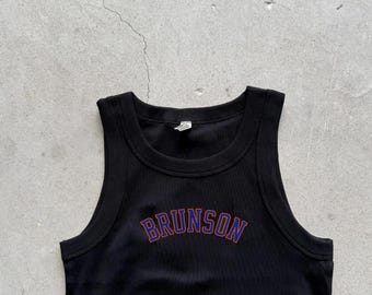 new york Brunson tank top Organic rib crop Embroidered ny girl Knicks tape new york city Tank top