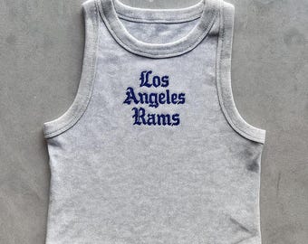 Los Angeles rams tank top Organic rib crop Embroidered la California RAMS Tank top