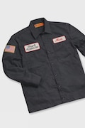 Long Sleeve 3 Patch Custom Black Mechanic Button Dickies Shirt With Personalized Embroidered Name down up Work Clothing