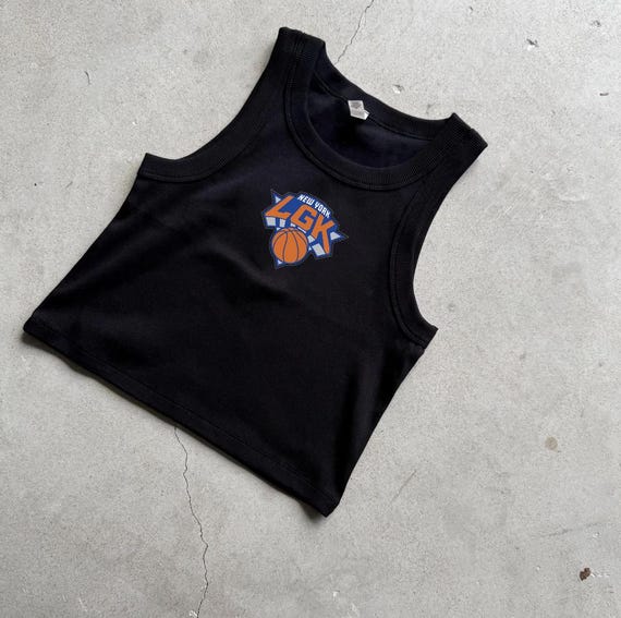 ULTRA GAME NEW YORK KNICKS 刺繍ロゴ タンクトップ L New York Knicks LGK Tank Top Organic Rib Crop Embroidered Ny Girl