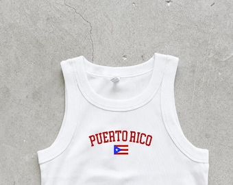 Puerto Rico tank | embroidered organic tank top |  summer San Juan embroidered  top | gift for girl | festival tank top bad bunny tank top