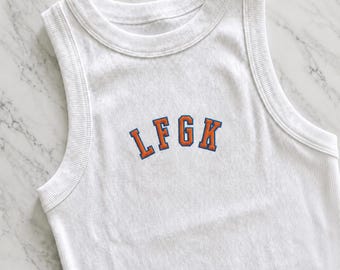 LFGK new york tank top Organic rib crop Embroidered Knicks basketball new york city Tank top