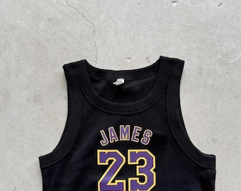 James fan tank top Organic rib crop Embroidered lebron lakers Tank top