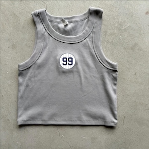 baseball fan 99 any number tank top Organic rib crop Embroidered ny girl new york city Tank top