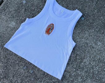 Virgin Mary Embroidered Tank Top Baby Ribbed Tank - Etsy