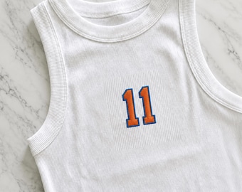 new york 11 tank top Organic rib crop Embroidered Knicks basketball new york city Tank top Brunson