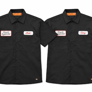 2 Shirt Bundle Custom Black Mechanic Button Dickies Shirt With Personalized Embroidered Name down up Work Clothing