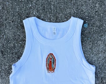 Virgin Mary Embroidered Tank top baby ribbed tank