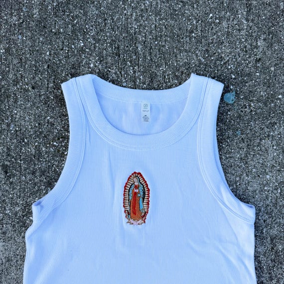 Virgin Mary Embroidered Tank Top Baby Ribbed Tank - Etsy