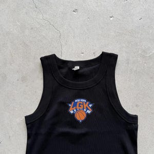 new york knicks LGK tank top Organic rib crop Embroidered ny girl Knicks tape new york city Tank top