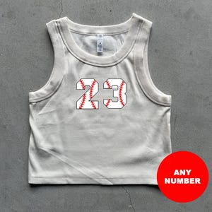 Baseball number custom any number tank top Organic rib crop Embroidered ANY LOGO summer beach Tank top