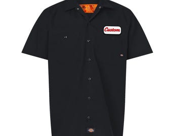 Custom Black Mechanic Button Dickies Shirt With Personalized Embroidered Name down up Work Clothing