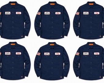 6 Shirt BundleLong Sleeve Mechanic Shirt With Personalized Embroidered Name down up Work