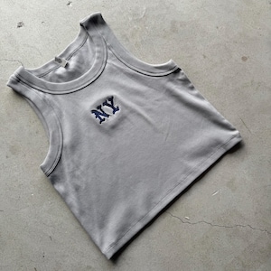 new york tank top Organic rib crop Embroidered ny girl new york city Tank top