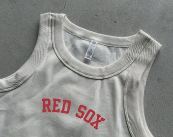 Red Sox tank top Organic rib crop Embroidered boston Tank top