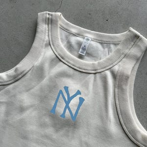 new york straight logo tank top Organic rib crop Embroidered ny girl new york city Tank top