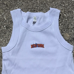 new york tank top Organic rib crop Embroidered Knicks basketball new york city Tank top