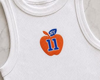 11 New York Apple Tank-Top Besticktes Bio-Rippchen-Oberteil von New York City