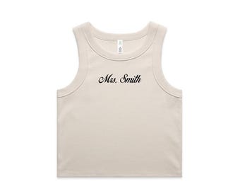 custom Mrs bride tank | embroidered bride tank top | bride tank top for bachelorette | custom embroidered bride top