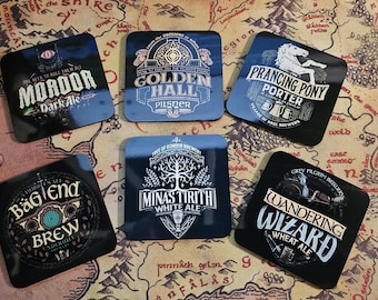 Porta-copos de cerveja SdA/Terra Média, para presente. Individuais, conjuntos e conjunto completo.