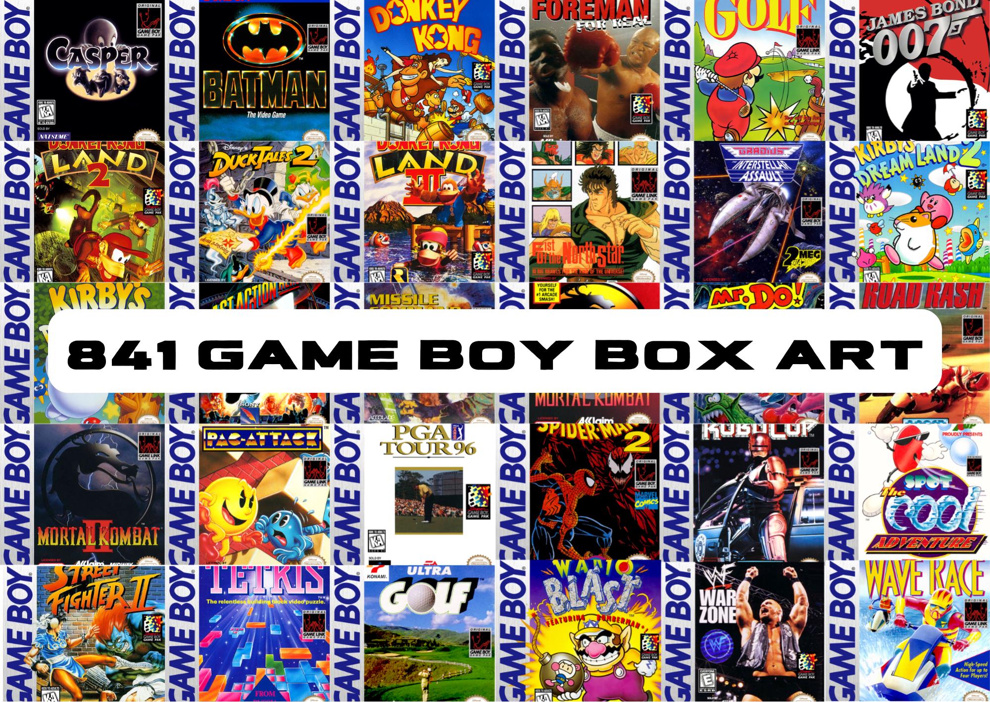841 Digital Nintendo Game Boy Box Art, PNG Bundle, Cool, Nostalgic