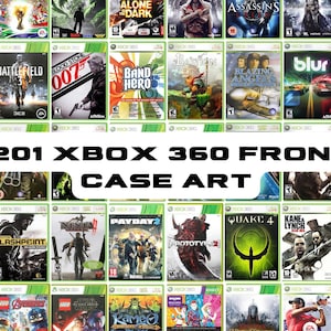 Może przedstawiać: Kolaż 1201 pudełek z grami wideo na Xbox 360. Pudełka są ułożone w siatkę i przedstawiają różne tytuły gier, w tym Call of Duty, Battlefield i Halo.