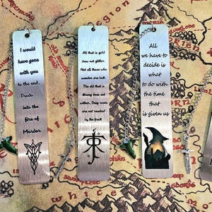 LOTR/Hobbit metalen bladwijzer met gegraveerd bericht/citaat