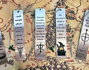 LOTR/Hobbit Metal Bookmark With Engraved Message/Quote