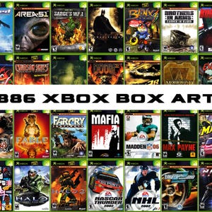 Puede incluir: Un collage de 886 portadas de juegos de Xbox. Las portadas presentan una variedad de juegos, que incluyen juegos de acción, aventura, deportes y carreras. Las portadas están dispuestas en una cuadrícula, con cada portada mostrando el título del juego, el logotipo y las capturas de pantalla.