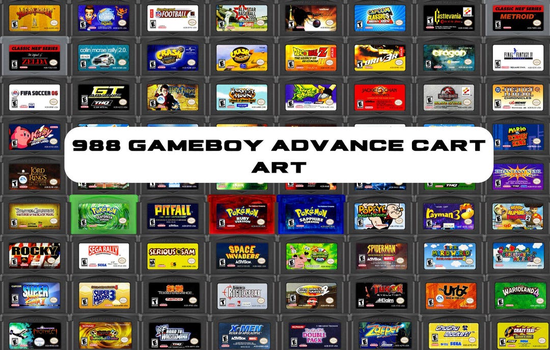 988 Digital Nintendo Gameboy Advance Cartridge Art, PNG Bundle, Cool ...