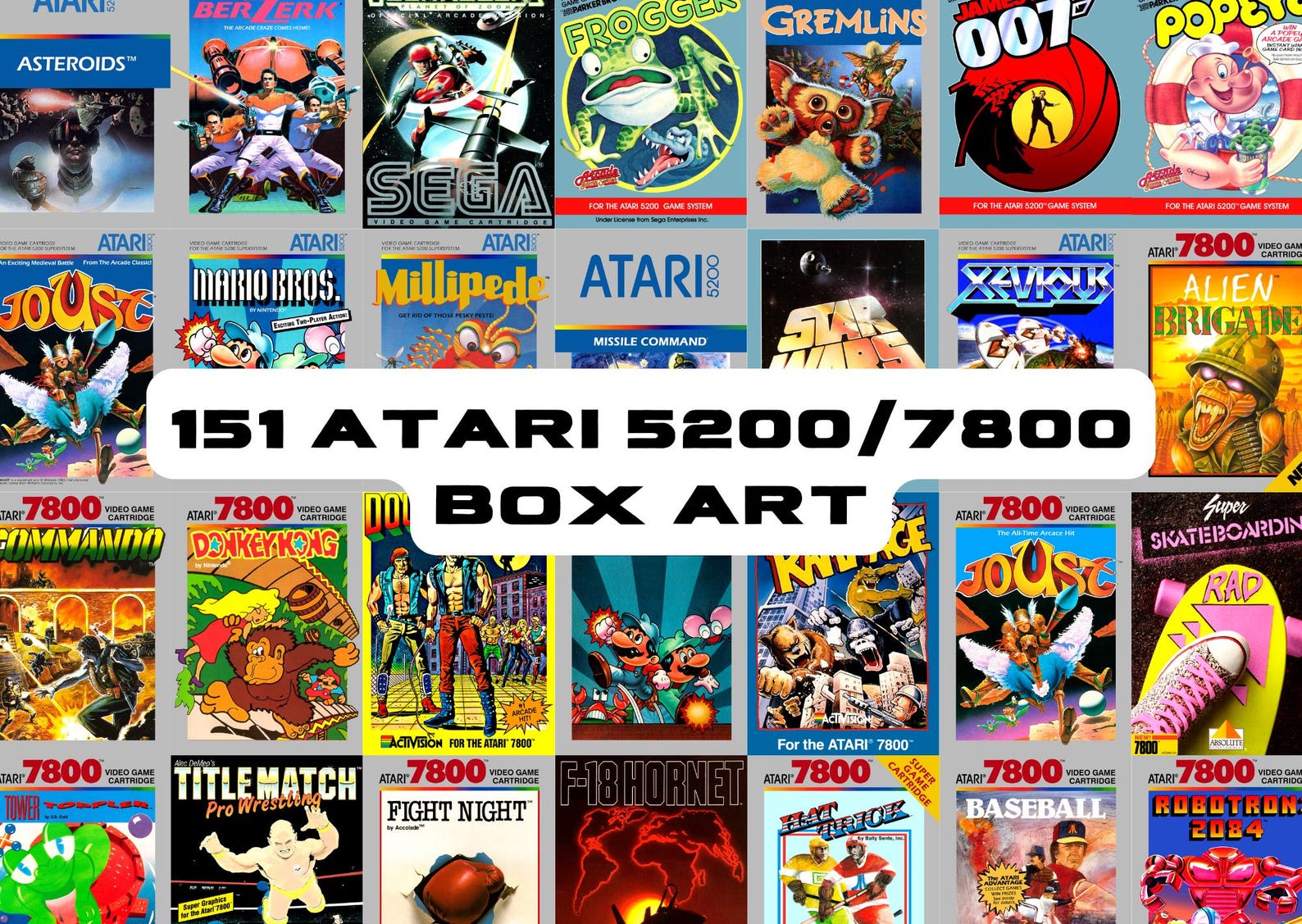 151 Digital Atari 5200/7800 Box Art, PNG Bundle, Cool, Nostalgic ...