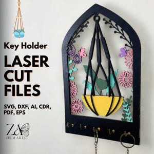 Arch Key Holder Laser Cut Files for Glowforge, CNC, Laser Cutting Machines, SVG Files Personalized Key Hanger, Boho Wall Mounted Key Holders