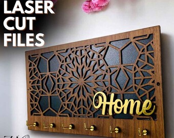 Geometric Key Holder Laser Cut Files, CNC SVG (Digital Download)