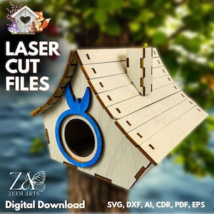 File di taglio laser per casette per uccelli e file SVG modello per macchine da taglio Glowforge, CNC, plasma e laser, mangiatoie per uccelli e casette per uccelli DXF
