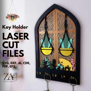 Arch Key Holder Laser Cut Files for Glowforge, CNC, Laser Cutting Machines, SVG Files Personalized Key Hanger, Wall Mounted Key Holders